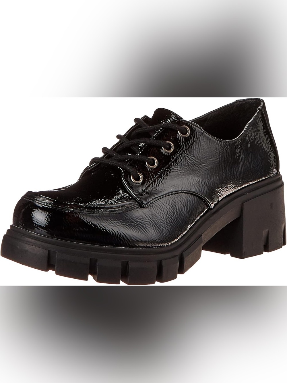 Dirty Laundry Noyz Chunky Black Patent Leather Platform Oxfords 7
